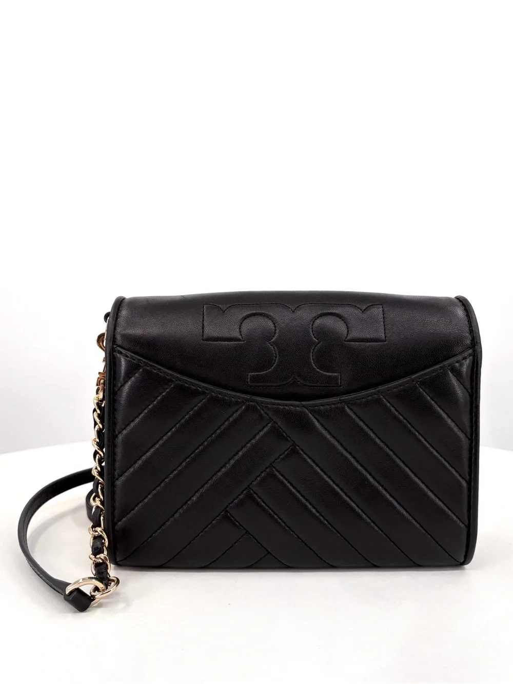 TORY BURCH Alexa Combo Quilted Black Leather Crossbody Bag